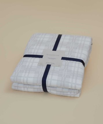 Maisonette - Jacquard Checkered Patterned Bedspread Set Light Gray