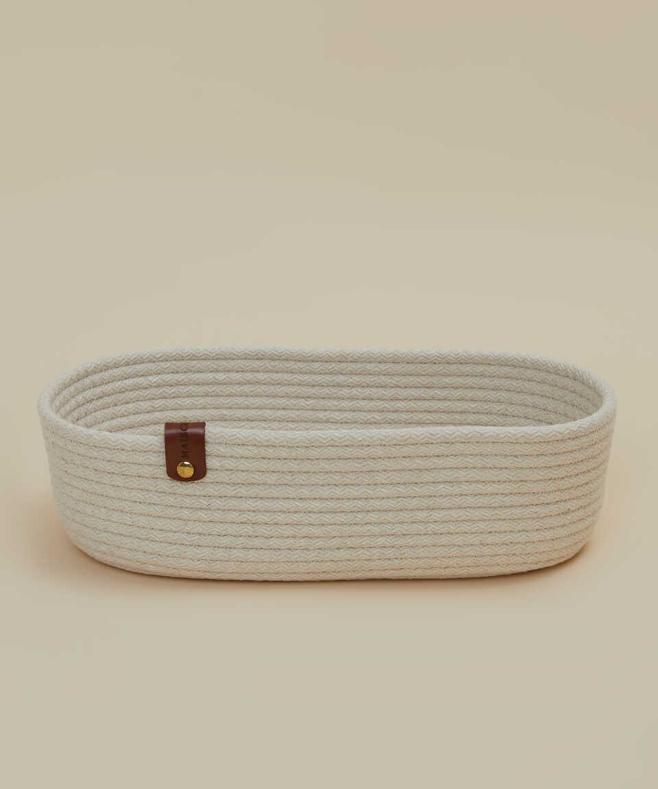سلة ملونة 16×30×9 سم مع غطاء كريمي - 3