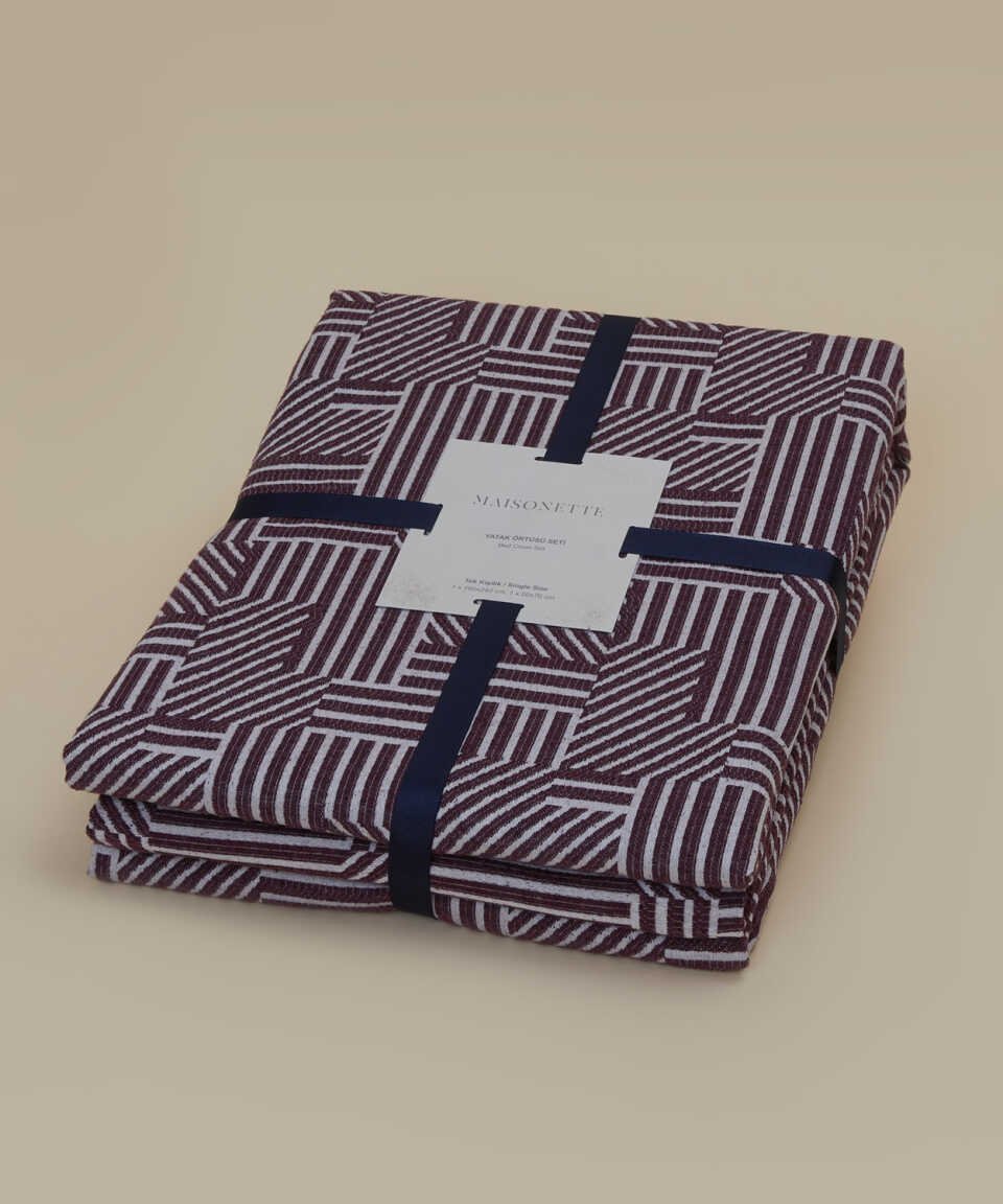 Jacquard Geometric Patterned Bedspread Set
Plum - 1