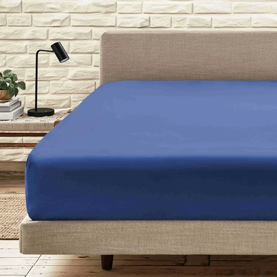 KNITTED FITTED SHEET NAVY BLUE