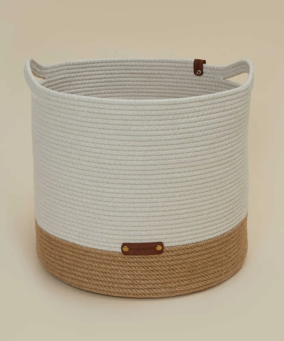 BASKET WITH OWN HANDLES 35X30 cm WICKER-CREAM