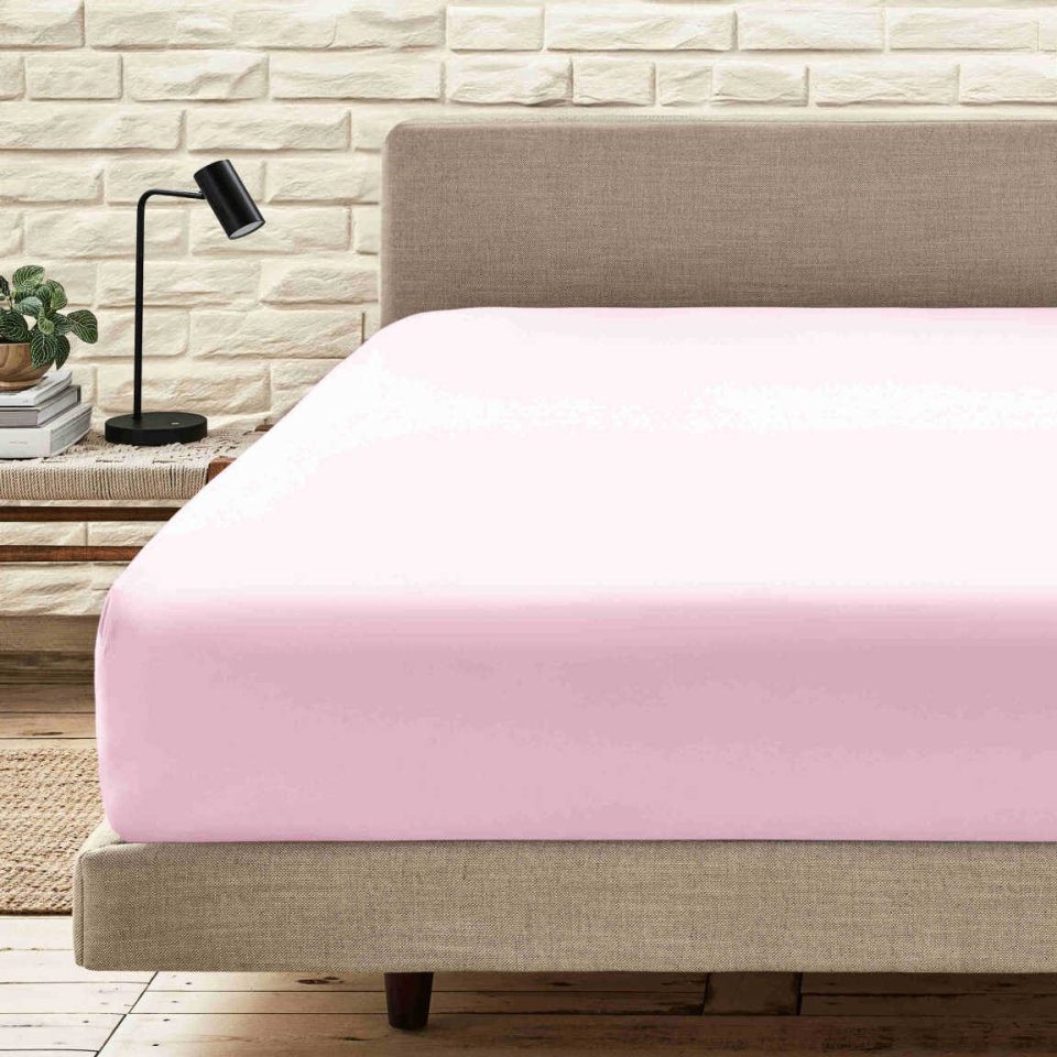 ÖRME LASTİKLİ ÇARŞAF PUDRA PEMBE - 1