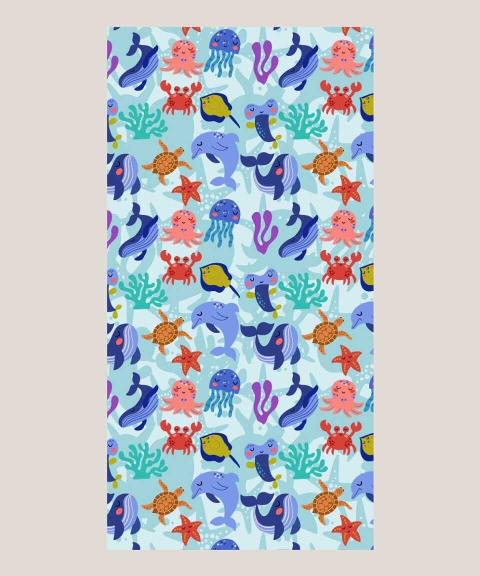 UNDERWATER PLAJ HAVLUSU - ÇOCUK PLAJ HAVLUSU, %100 PAMUK, KADİFE - RENKLİ - 75X150 CM - MAISONETTE - 1